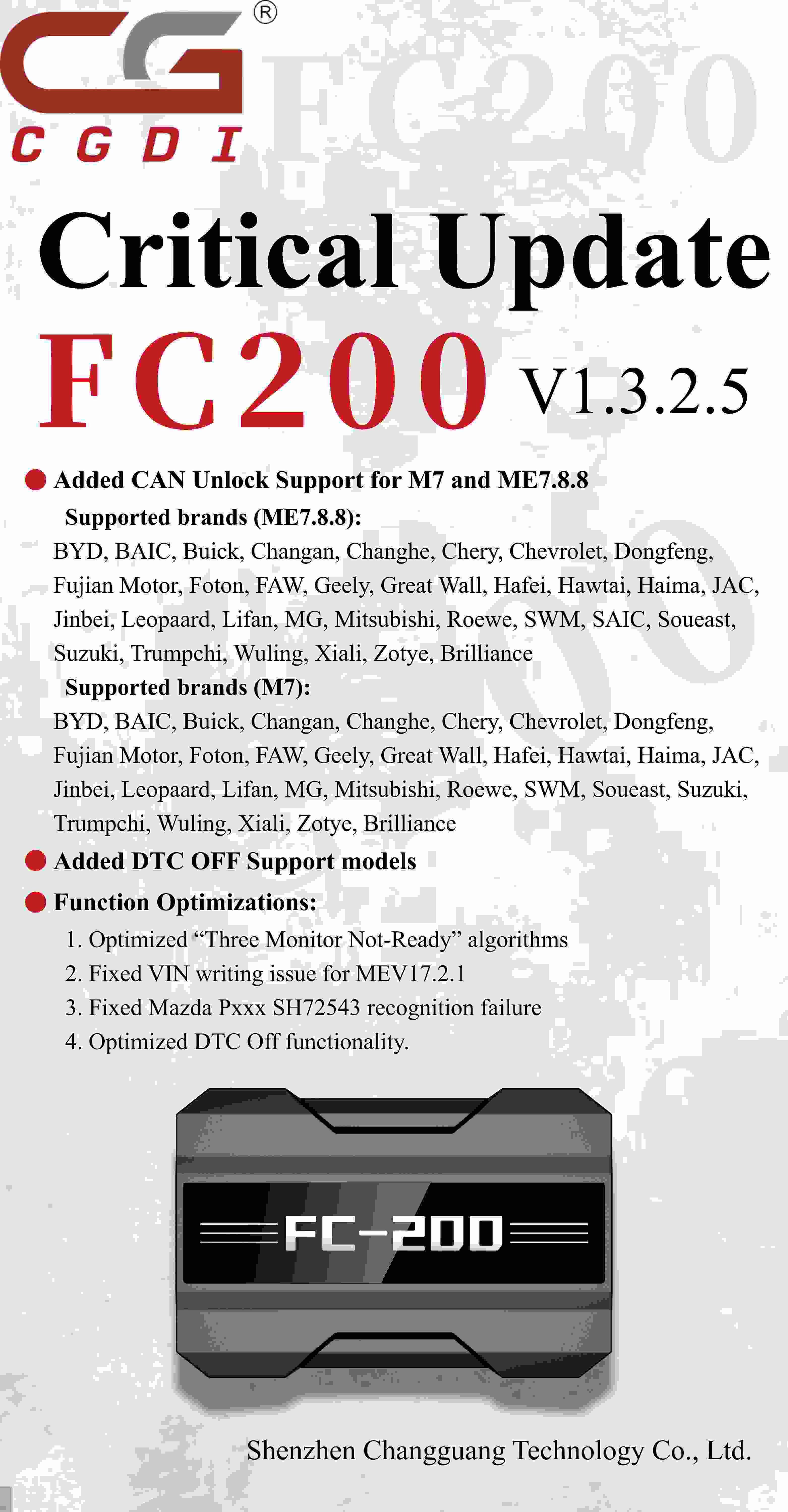 CGDI FC200 V1.3.2.5 Update