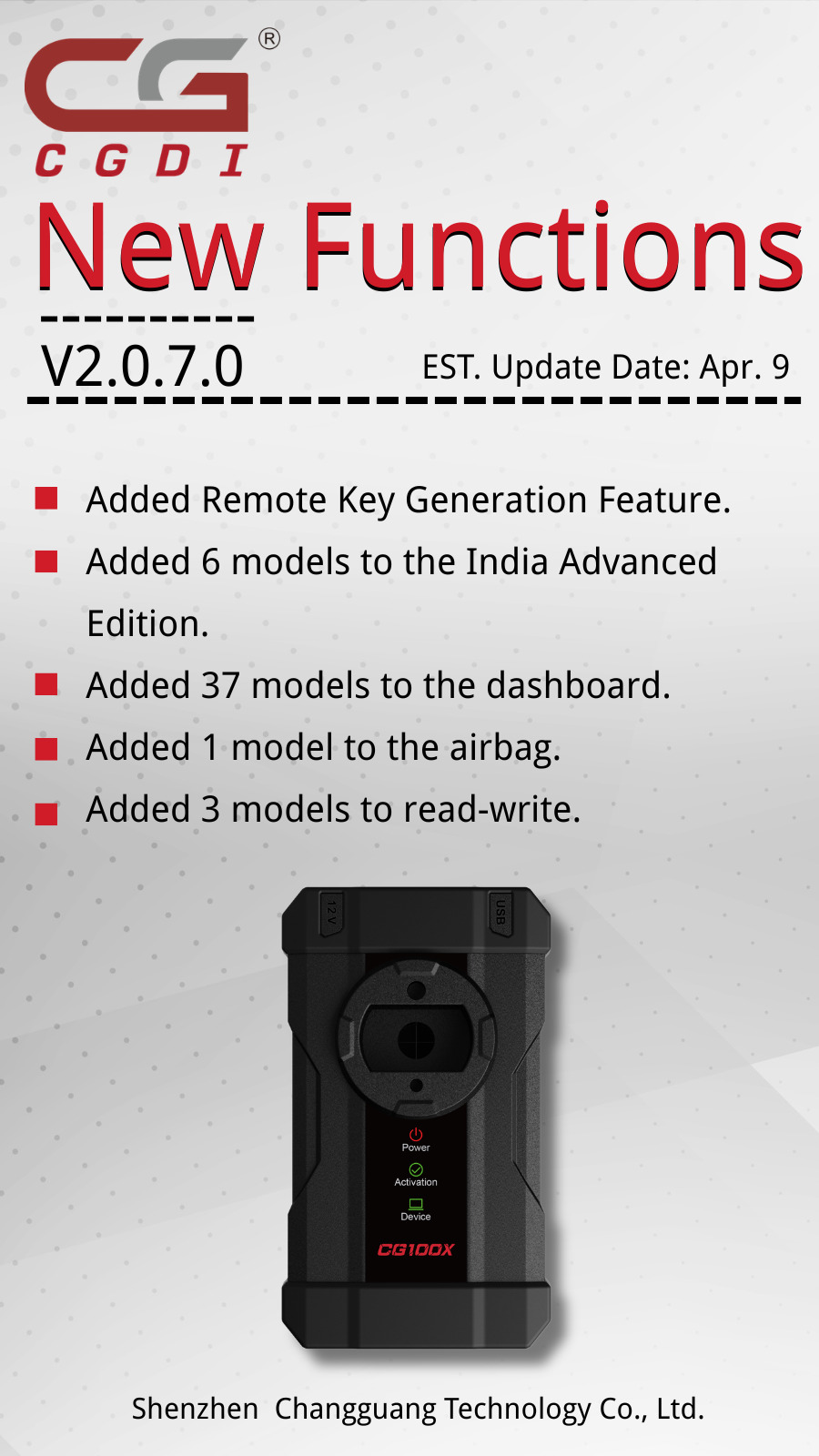 CGDI CG100X V2.0.7.0 Update