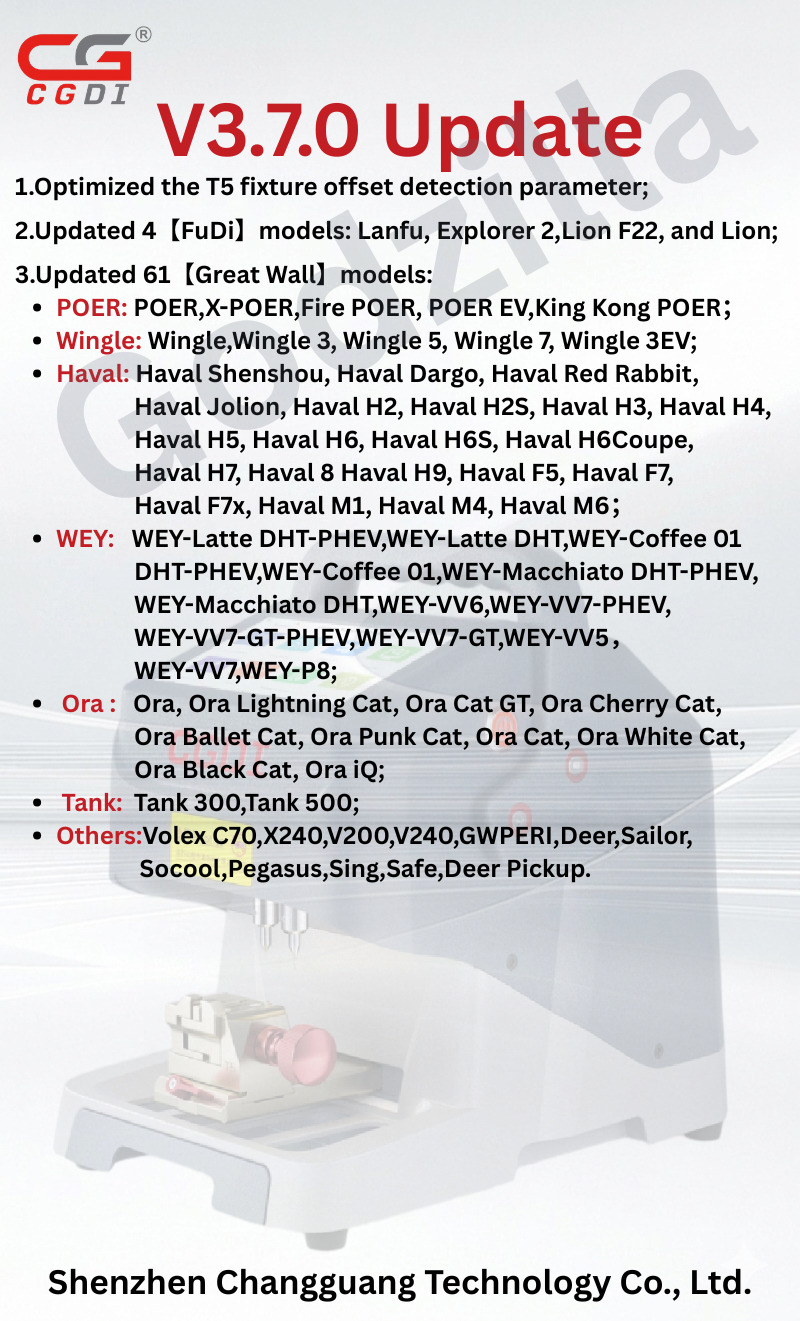 CG007 Godzilla Key CNC Machine V3.7.0 Update