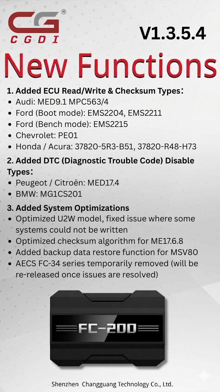 CG FC200 V1.3.5.4 Registered Version Update