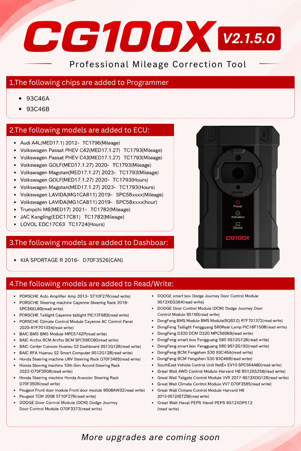 CGDI CG100X V2.1.5.0 Update