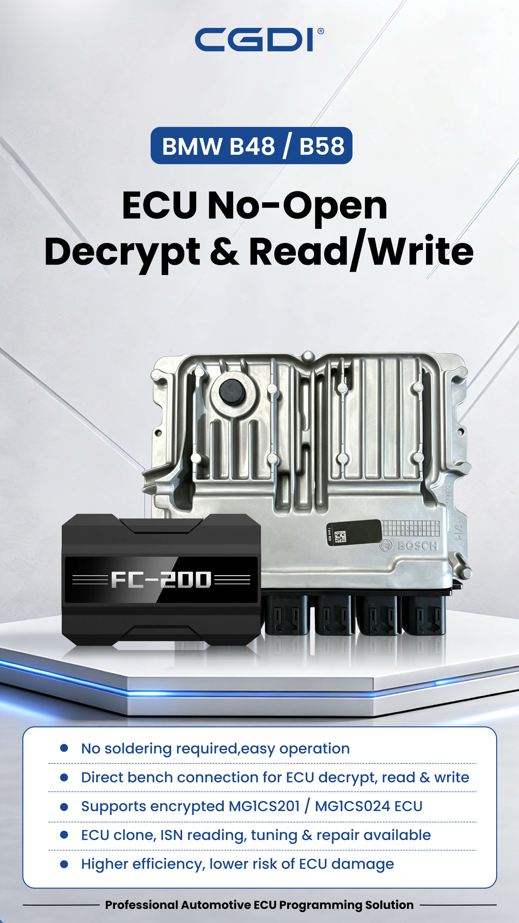 CG FC200 Registered Version Update: for BMW B48/ B58: ECU No-Open Decrypt & Read/write