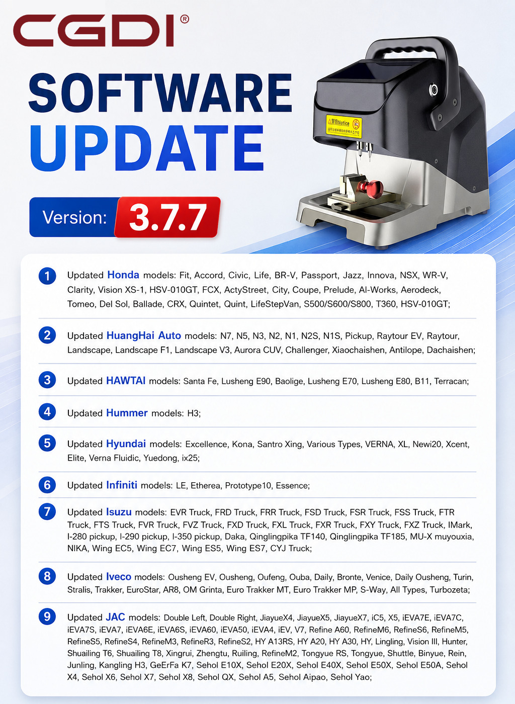 CG007 Godzilla Key CNC Machine V3.7.7 Update