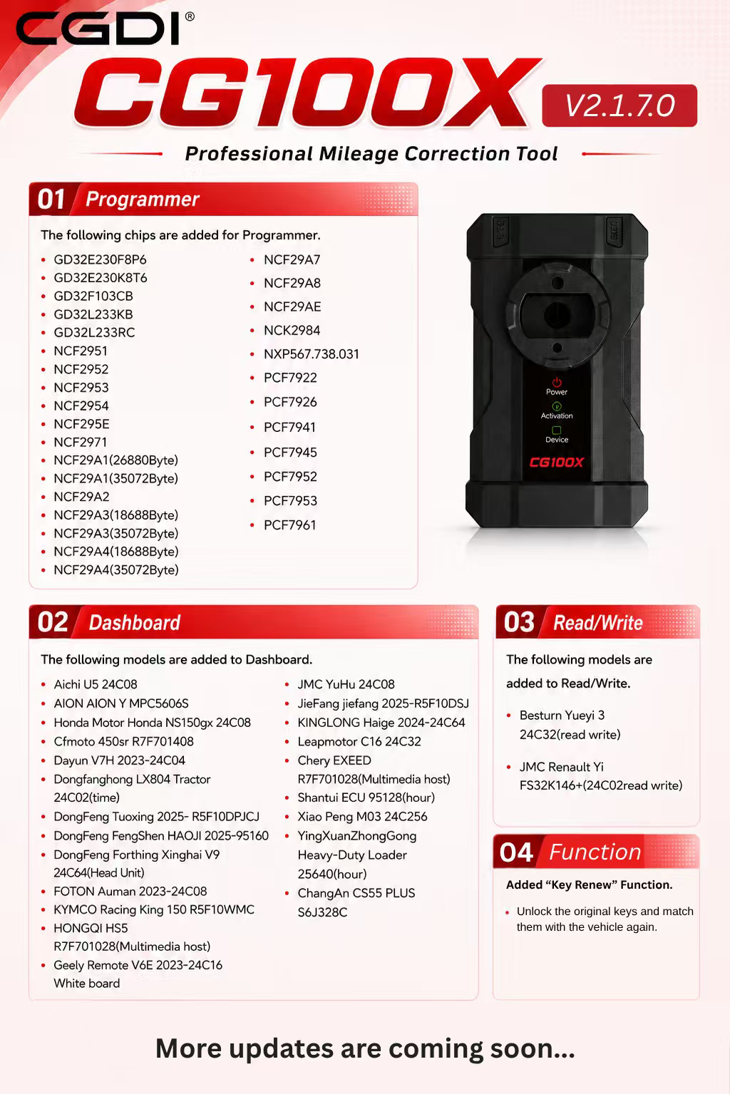CGDI CG100X V2.1.7.0 Update