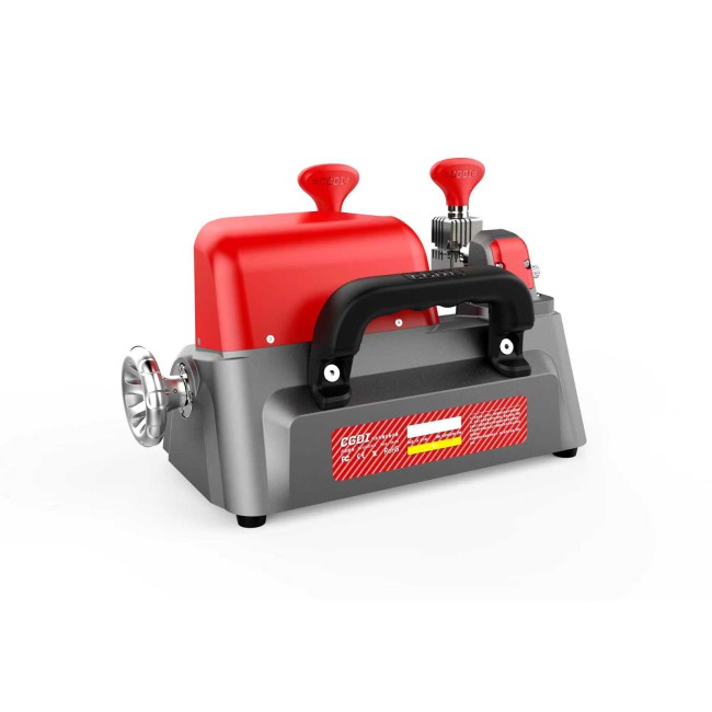 CGDI W1 Compact Manual Key Cutting Machine Red Color with 4-Sided Rotating Clamp, Built-in LED, Grinding Wheel