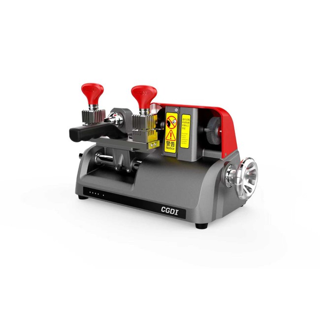 CGDI W1 Compact Manual Key Cutting Machine Red Color with 4-Sided Rotating Clamp, Built-in LED, Grinding Wheel