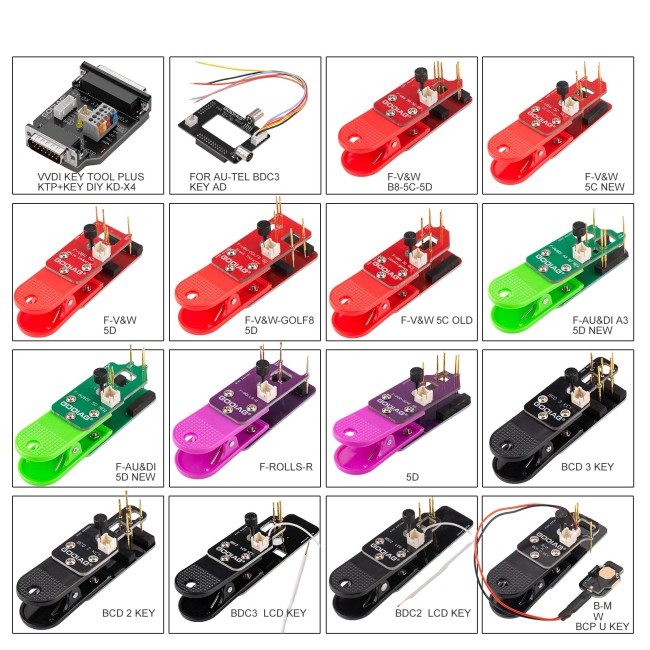 GODIAG BCP U KEY BDC2 BDC3 14-in-1 Adapter Kit for 5C/ 5D Encrypted Key Programming & Matching Supports KEY TOOL PLUS/IM608/KD-MAX/KYDZ Tablets